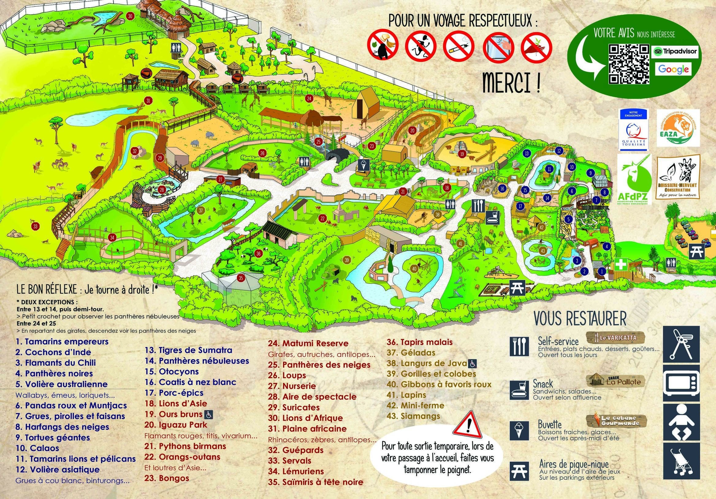 Le plan du parc Zoo de La Boissière du doré